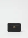 Dolce & Gabbana Black Calf Leather Logo Card Holder In Black