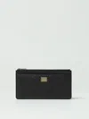 Dolce & Gabbana Dolce&gabbana Black Dauphine Leather Zipped Card Holder In Black