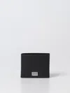 Dolce & Gabbana Black Dauphine Leather Wallet With Logo Plaque In Black
