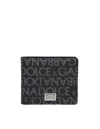 Dolce & Gabbana Wallet In Logoed Jacquard Fabric In Black