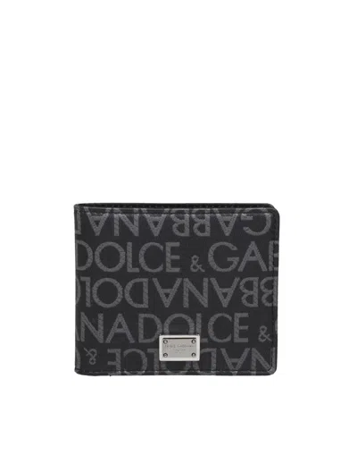 Dolce & Gabbana Jacquard Logo Wallet In Black