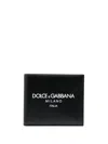 Dolce & Gabbana Black Wallet With Contrsting Print In Smooth Leather Man In Black