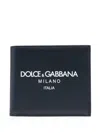 Dolce & Gabbana Black Wallet With Contrsting Print In Smooth Leather Man In Blue