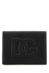 Dolce & Gabbana Logo Embossed Textured Finish Wallet In Nero