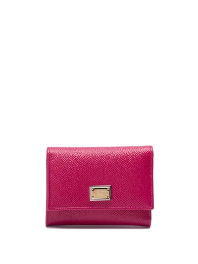 Dolce & Gabbana Wallet With Branded Tag In Pink