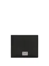 Dolce & Gabbana Black Dauphine Leather Wallet With Logo Plaque In Black