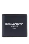 Dolce & Gabbana Dolce&gabbana Black Leather Bi Fold Wallet With Logo In Blue