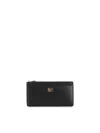 Dolce & Gabbana Large Card Holder With Branded Plate And Zip In Grainy Leather Woman