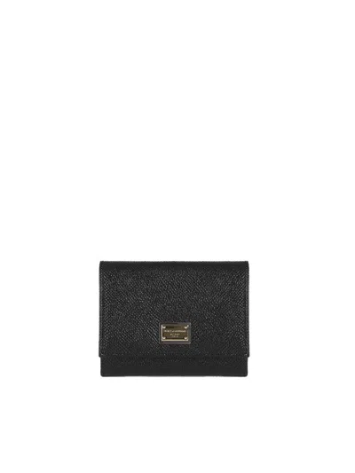 Dolce & Gabbana Dauphine-print Leather Wallet In Black