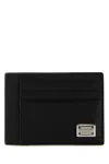 Dolce & Gabbana Black Textured Calf Leather Bi-fold Wallet In Black