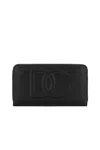 Dolce & Gabbana Calfskin Zip-around Wallet With Dg Logo In Black
