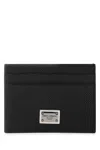 Dolce & Gabbana Black Dauphine Calfskin Card Holder In Black