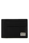 Dolce & Gabbana Black Textured Calf Leather Bi-fold Wallet In Black