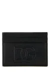 Dolce & Gabbana Black Leather Card Holder In Black