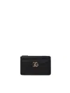 Dolce & Gabbana Black Calf Leather Logo Card Holder In Black