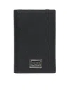 Dolce & Gabbana Black Calf Leather Logo Plaque Trifold Keyring Key Holder In Black
