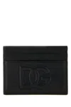Dolce & Gabbana Black Leather Card Holder In Black