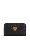 Dolce & Gabbana Quilted Heart Wallets Gold-tone Hardware In Black