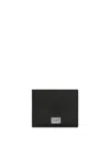 Dolce & Gabbana Black Dauphine Leather Wallet With Logo Plaque