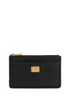 Dolce & Gabbana Zip-closure Calf Leather Wallet With Gold-tone Hardware In Black