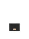 Dolce & Gabbana Black Dauphine Leather Card Holder In Black