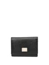 Dolce & Gabbana Black Dauphine Leather Wallet With Logo Plaque In Black
