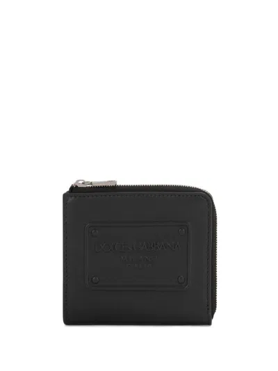 Dolce & Gabbana Logo-debossed Zip-around Wallet In Black