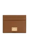 Dolce & Gabbana Dauphine Calfskin Card Holder In Brown