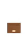 Dolce & Gabbana Dauphine Calfskin Card Holder In Brown