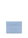Dolce & Gabbana Logo Detail Leather Card Holder In Clear Blue