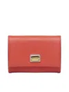 Dolce & Gabbana Tri-fold Logo Plaque Leather Wallet In Pink
