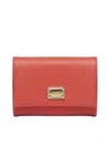 Dolce & Gabbana Tri-fold Logo Plaque Leather Wallet In Pink