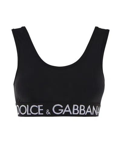 Dolce & Gabbana Warp-knit Jersey Top In Negro
