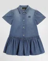 Dolce & Gabbana Ruffled Denim Dress In Blue