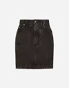 Dolce & Gabbana Washed Denim Miniskirt In Multicolor