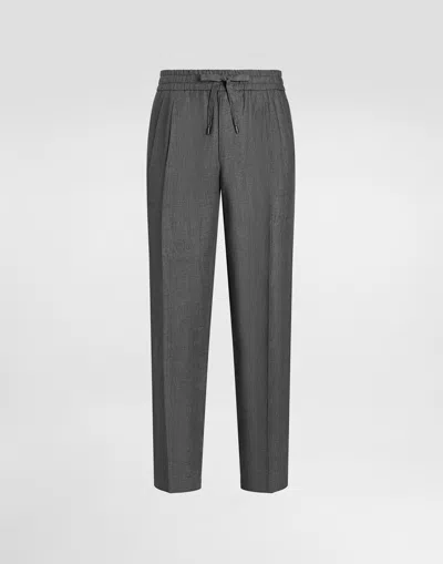 DOLCE & GABBANA WASHED LINEN CANVAS JOGGING TROUSERS