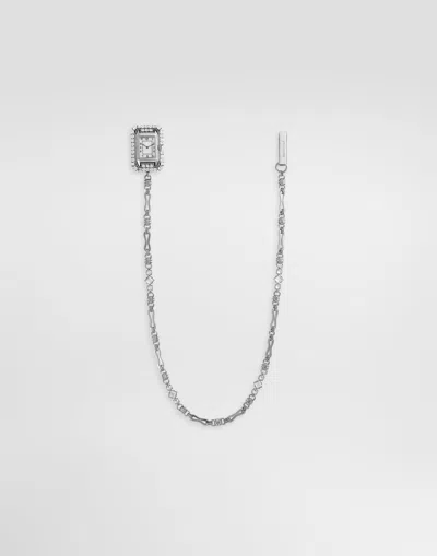 Dolce & Gabbana Watch Brooch With Rhinestones In Argent
