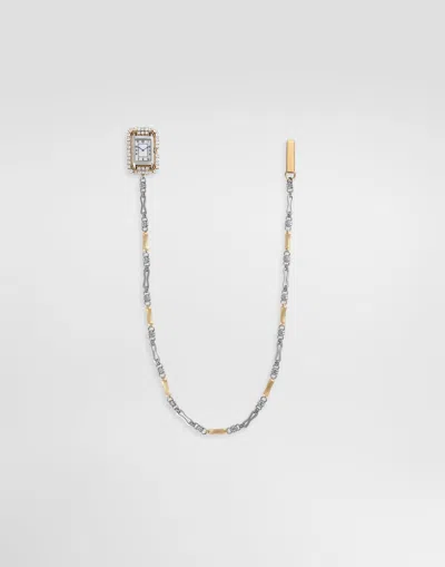 Dolce & Gabbana Watch Brooch With Rhinestones In Multicolore