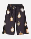 Dolce & Gabbana Watch-print Silk Jogging Shorts In Print