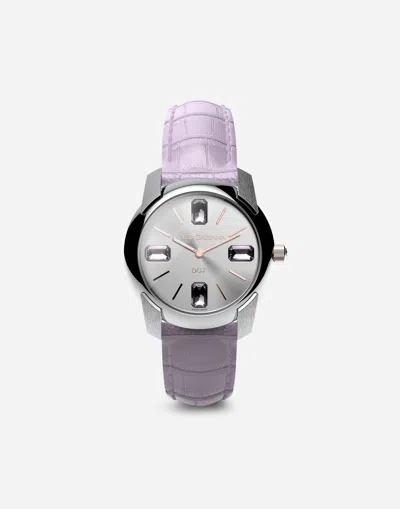 Dolce & Gabbana Watch With Alligator Strap In Mauve