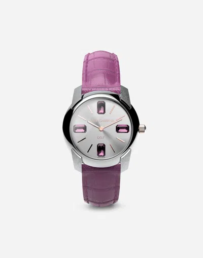 Dolce & Gabbana Watch With Alligator Strap In Pink