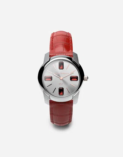 Dolce & Gabbana Watch With Alligator Strap In Red