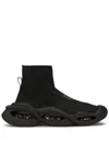 Dolce & Gabbana Wave Mid-top Stretch Sneakers In Black