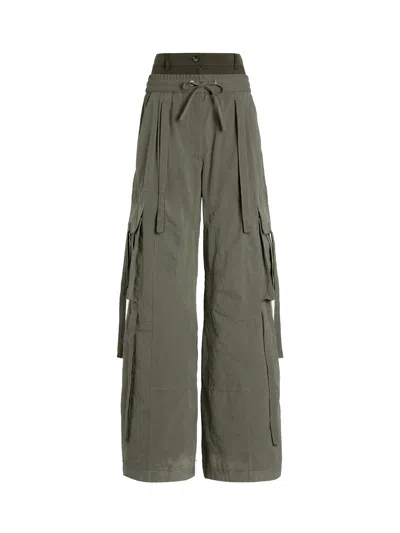 Dolce & Gabbana Dual-waistband Wide-leg Cargo Trousers In Green