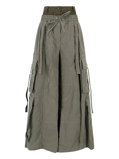 Dolce & Gabbana Dual-waistband Wide-leg Cargo Trousers In Green