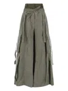 Dolce & Gabbana Women Green Cargo Pants With Elasticated Double Waist In Cotton Blend Woman In Green