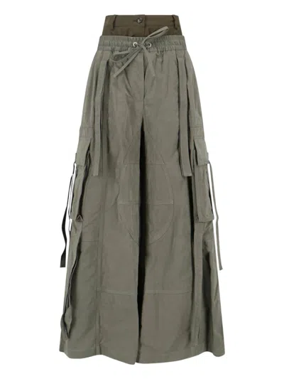 Dolce & Gabbana Dual-waistband Wide-leg Cargo Trousers In Green