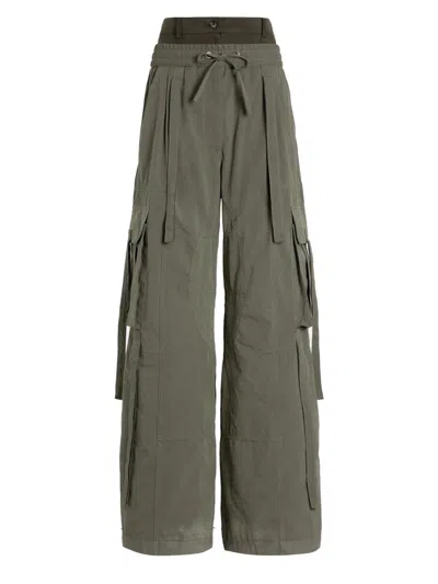 Dolce & Gabbana Dual-waistband Wide-leg Cargo Trousers In Green