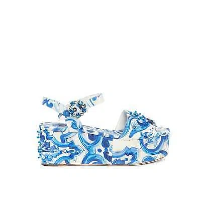 Pre-owned Dolce & Gabbana Wedge Sandals In Blue