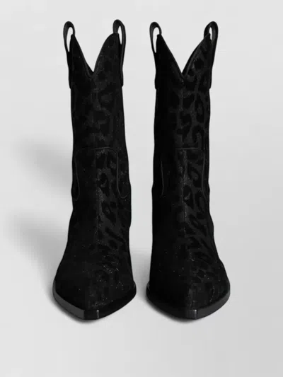 Dolce & Gabbana Western Leopard Mid Calf Boots Women In Black